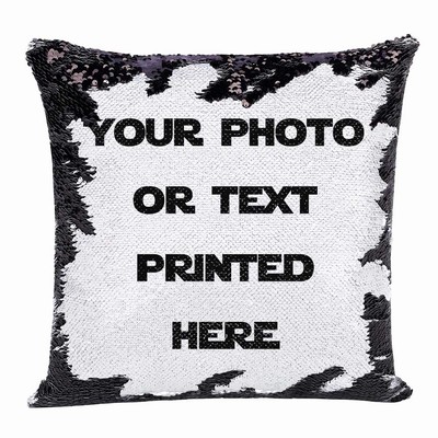 Magic Sequin Pillow Best Personalized Gift Photo Text Custom Pillow